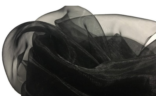 Tissu Organza Polyester Au Mètre Coloris Noir Pour La  Couture Et La Décoration
