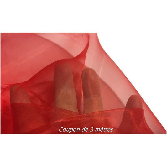Tela de organza de poliéster por metro, color rojo, para coser y decorar.