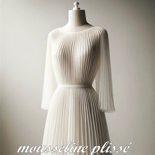 Tissu Plissé en Mousseline Blanche couture Au Mètre