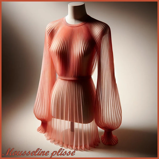 Tissu Plissé en Mousseline Corail Couture Au Mètre