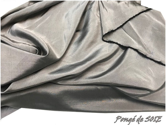 Tissu Pongé De Soie Gris Uni Au Mètre Couture.