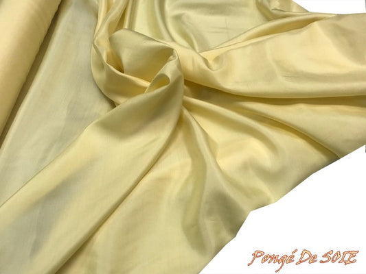 Tissu Pongé De Soie Jaune Uni Au Mètre Couture.