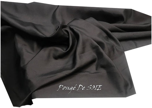Tissu Pongé De Soie Noir Uni Au Mètre Couture.