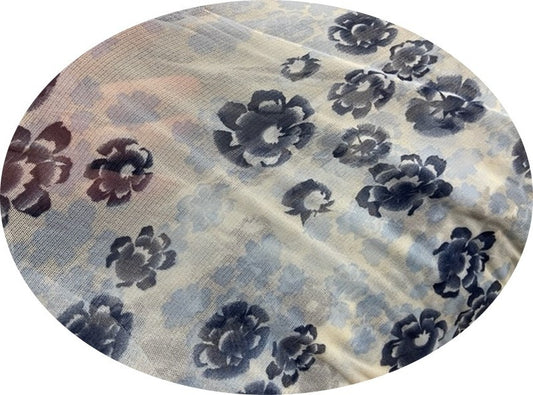 Tissu Résille Imprimée Fleurs Extensible au Mètre