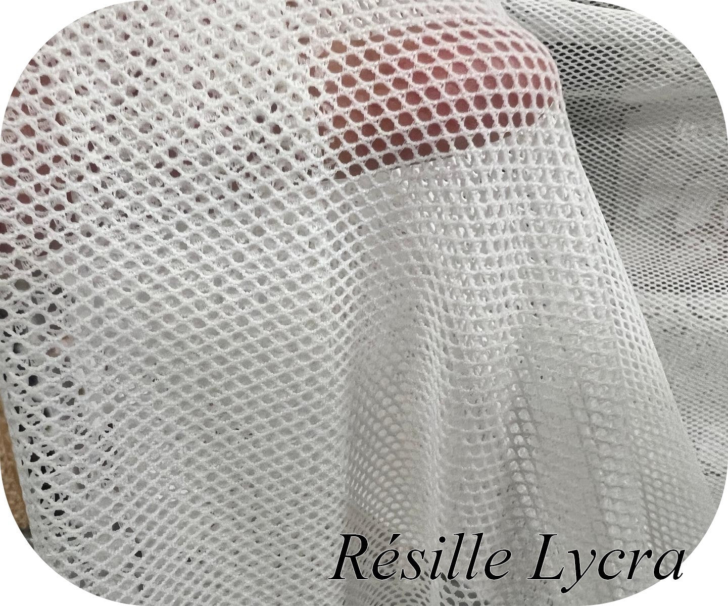 Tissu Résille Lycra Blanche – 1m30 de Large – Extensible Bi-stretch