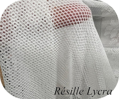 White Lycra Mesh Fabric – 1m30 Wide – Bi-stretch