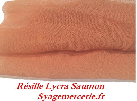 Tissu Résille Lycra Saumon Au Mètre Pour Justaucorps.