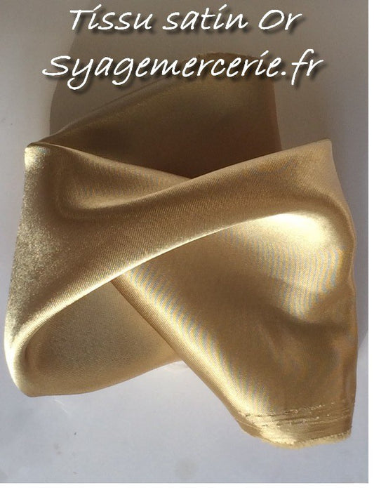 Tissu Satin au Mètre en Polyester en 1 m 50 de Couleur Or