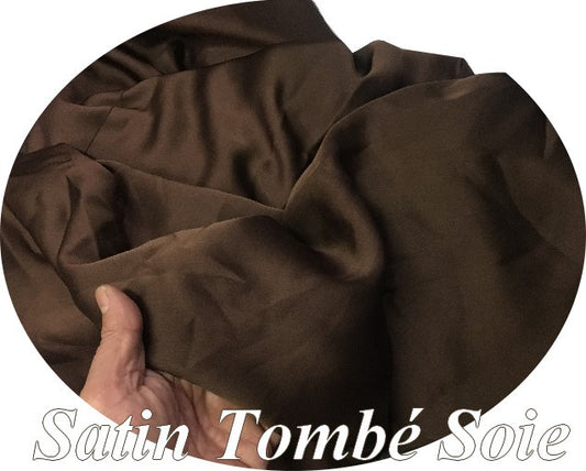 Tissu Satin marron Choco Tombé Soie Au Mètre