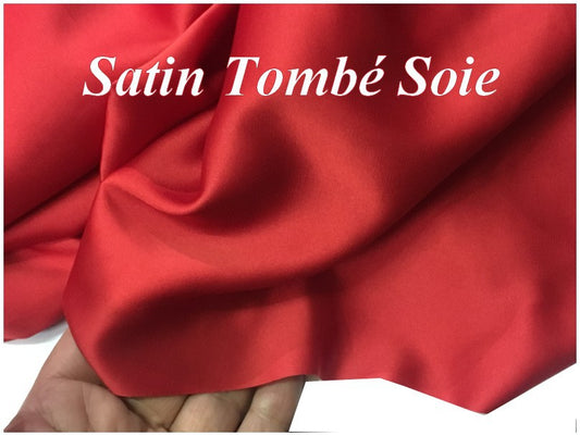 Tissu Satin Rouge hermés Tombé Soie Au Mètre