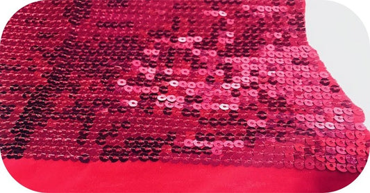 Tissu Sequins Au Mètre Paillette Lycra Fuschia En Grande Largeur.