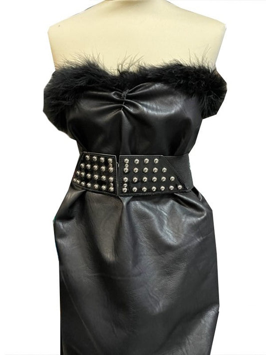 Tissu Simili Cuir Lycra Façon Cuir Epais Noir Au Mètre, Cuir Aspect Mat