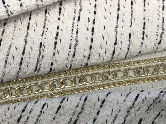 Tissu Style "Chanel" Blanc Cassé Au Mètre Haute Couture.