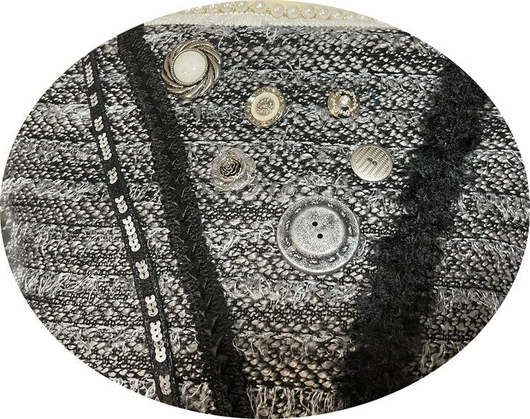 Tissu Style "Chanel" Tissé Gris Au Mètre Haute  Couture.