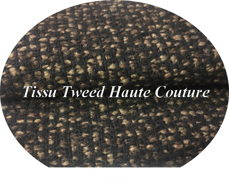 Tissu Style "Chanel" Tweed Noir et Choco - Haute Couture au Mètre