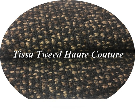 Tissu Style "Chanel" Tweed Noir et Choco - Haute Couture au Mètre