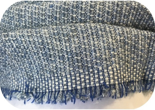 Tissu Style "Chanel" Tweed Bleu Ciel Au Mètre  Haute  Couture.