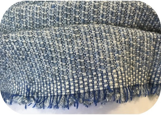 Tissu Style "Chanel" Tweed Bleu Ciel Au Mètre  Haute  Couture.
