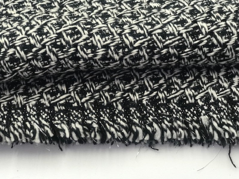 Tissu Style "Chanel" Tweed Noir Au Mètre En Noir Et Ecru Haute  Couture.