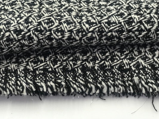 Tissu Style "Chanel" Tweed Noir Au Mètre En Noir Et Ecru Haute  Couture.