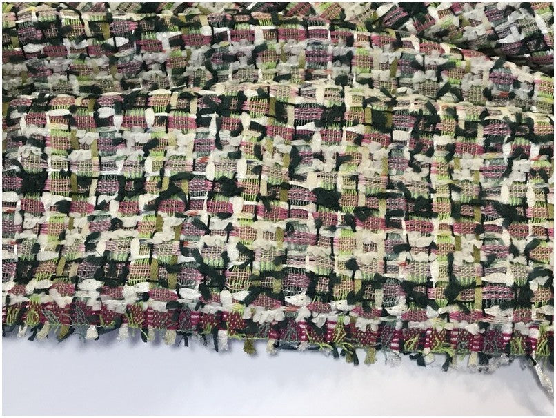 Tissu Style "Chanel" Tweed Vert D'eau Au Mètre  Haute  Couture.