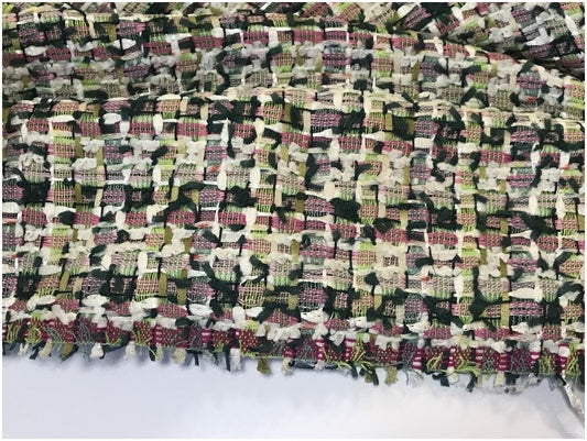 Tissu Style "Chanel" Tweed Vert D'eau Au Mètre  Haute  Couture.