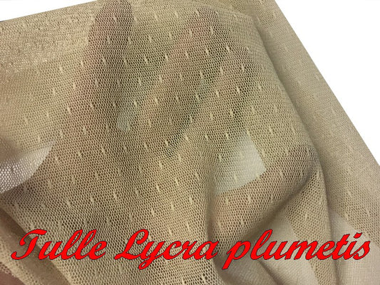Tissu Tulle Résille plumetis Elastique Au Mètre en Couleur Chair nude Pour Justaucorps.