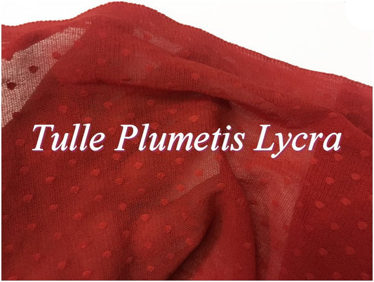 Tissu Tulle Résille plumetis Lycra ROUGE Au Mètre Pour Justaucorps.