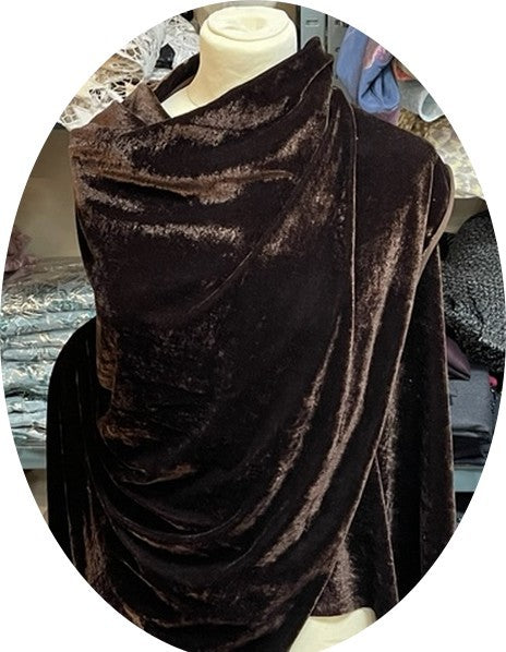 Tissu  Velours Stretch Lycra Marron En Grande Largeur Pour Vetements Et Ameublement