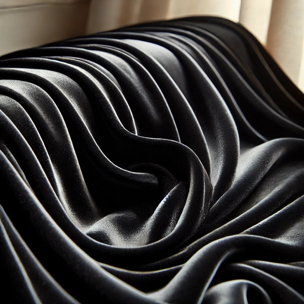 Tissu Velours Toucher Soie Noir au Tombé Fluide et  – Chic et Intemporel