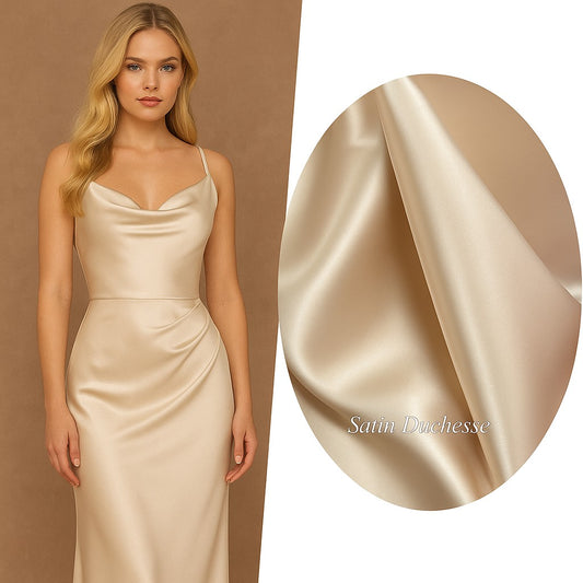 Satin Duchesse Saumon – Tissu haut de gamme pour couture de luxe