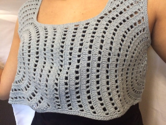 Top de crochet, Top de bikini de crochet en índigo claro.