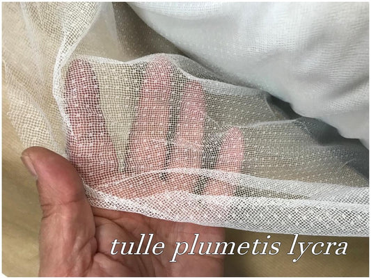 Tulle Plumetis Elasthanne Blanc Souple En Résille Au Mètre Pour Mariage et Justaucorps.