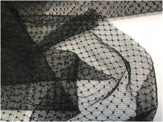 Tulle Plumetis Elasthanne Noir En Résille Au Mètre Pour Justaucorps et lingerie