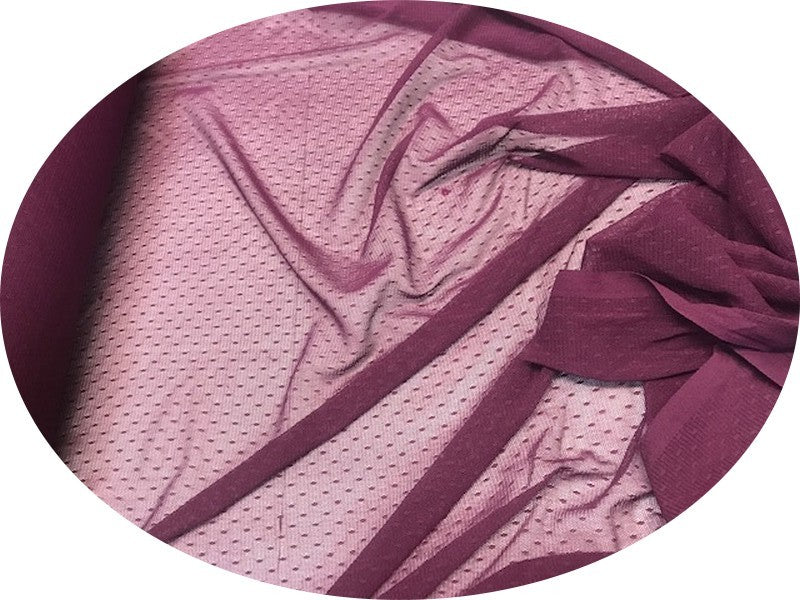Tulle Plumetis Elasthanne Prune En Résille Au Mètre Pour Justaucorps.