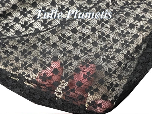 Tulle Plumetis Noir En Résille Au Mètre Pour Justaucorps et lingerie