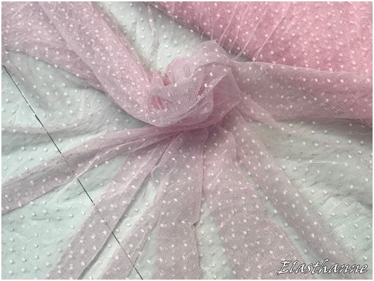 Tulle Plumetis Rose Elasthanne En Résille Au Mètre Pour Justaucorps.