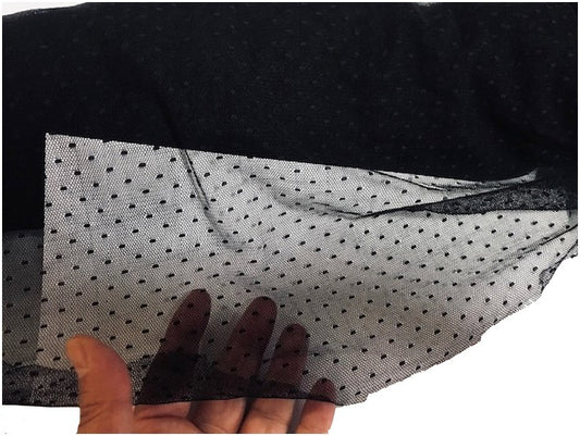 Tulle Plumetis stretch Noir En Résille Au Mètre Pour Justaucorps.