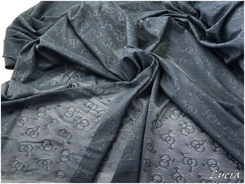 Tul de malla gris ratón estampado lycra por metro para lencería.