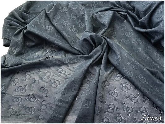 Tulle Résille Gris Souris Imprimé Lycra Au Mètre  Pour Lingerie.