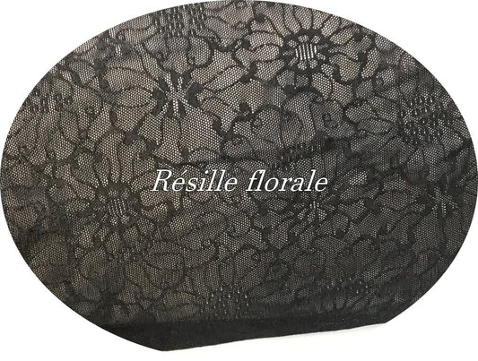 Tulle Résille Imprimé Lycra Elastique Noir Au Mètre  Pour Lingerie, Justaucorps.