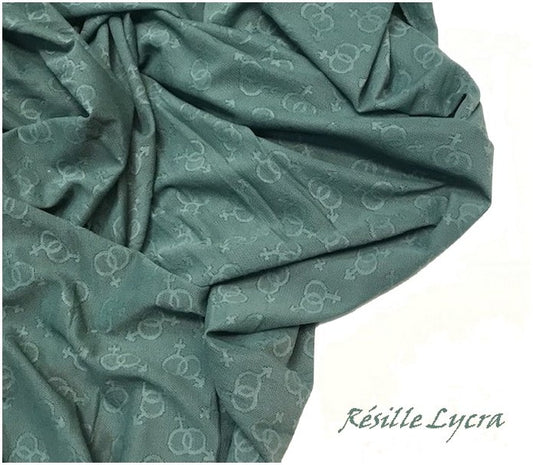 Tulle Résille Imprimé Vert Canard Lycra Au Mètre  Pour Lingerie.