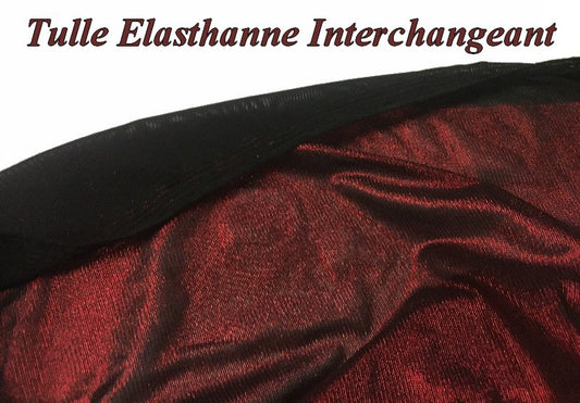 Tulle Résille Lycra En Lurex Rouge et Noir Interchangeant   pour justaucorps, Danse, Lingerie.