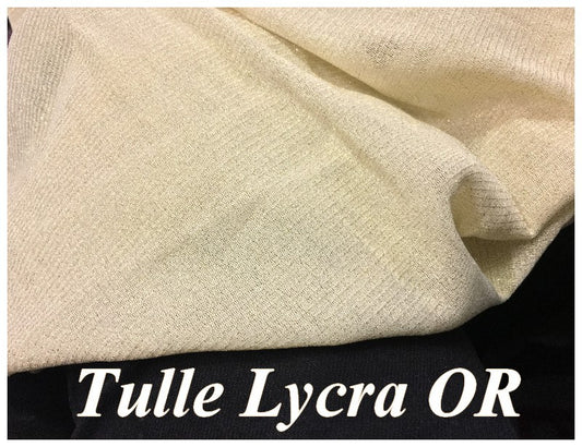 Tulle Résille Or Lycra  EN 1 Mètre 85 De Largeur   pour justaucorps, Danse, Lingerie.