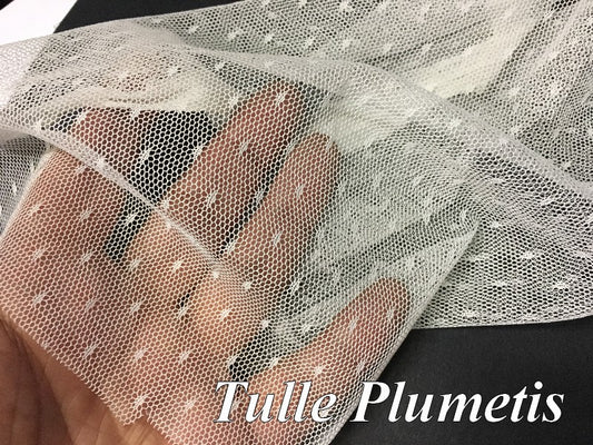 Tulle Résille Plumetis Lycra Ivoire Au Mètre  Pour Justaucorps