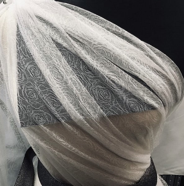 Tulle Résille Tissé Imprimé Lycra Blanc Au Mètre  Pour Lingerie, Justaucorps.