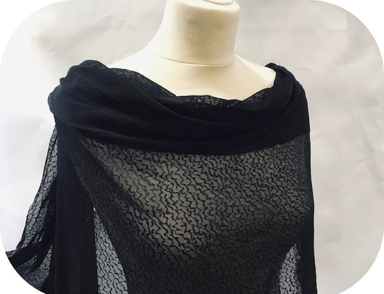 Tulle Résille Tissé Imprimé Lycra Elastique noir Au Mètre  Pour Lingerie, Justaucorps.