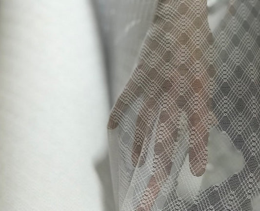 Tulle Résille Tissé Lycra Blanc Au Mètre  Pour Lingerie, Justaucorps.