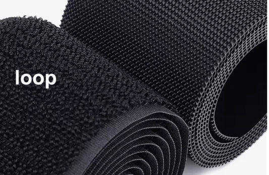 Tira de velcro autoadhesiva de 10 cm de ancho y 100 mm de largo en color negro. - Tira de velcro de 10 cm para coser.