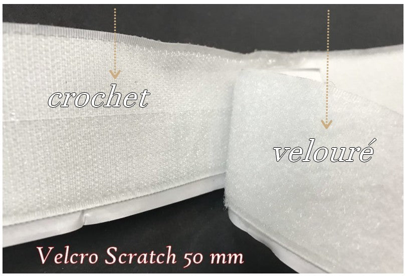 Tira de velcro para coser con gancho y bucle, parte macho, color blanco, de 50 mm